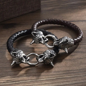 Norse Wolf Head Bracelet