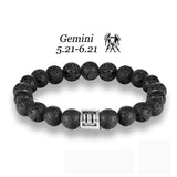 Zodiac Star Sign Bracelet With Lava Rock Beads 