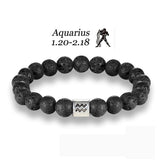 Zodiac Star Sign Bracelet With Lava Rock Beads 