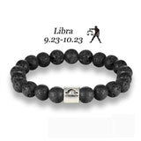 Zodiac Star Sign Bracelet With Lava Rock Beads 