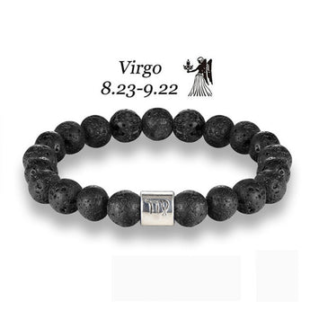 Zodiac Star Sign Bracelet With Lava Rock Beads 