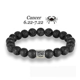 Zodiac Star Sign Bracelet With Lava Rock Beads 