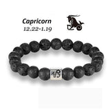 Zodiac Star Sign Bracelet With Lava Rock Beads